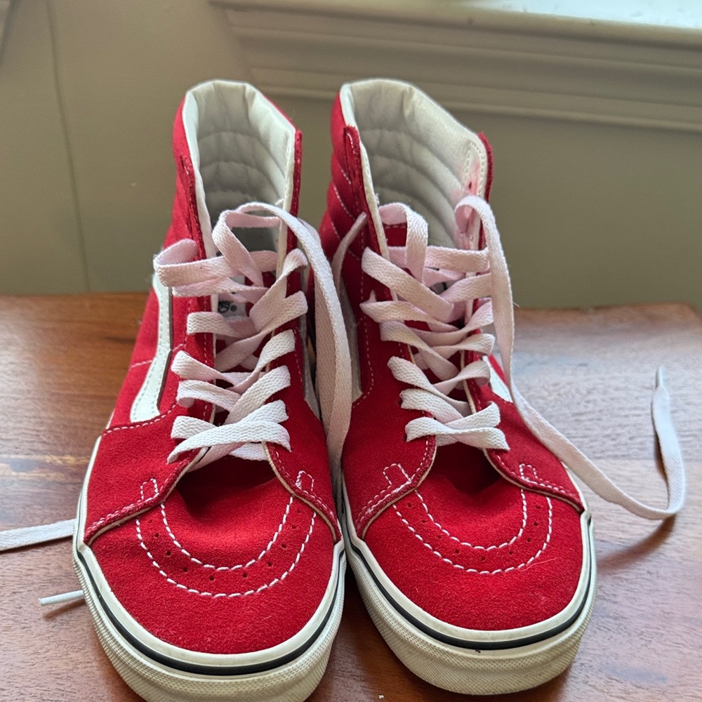 Vans Red High-Top Sneakers with White Accents